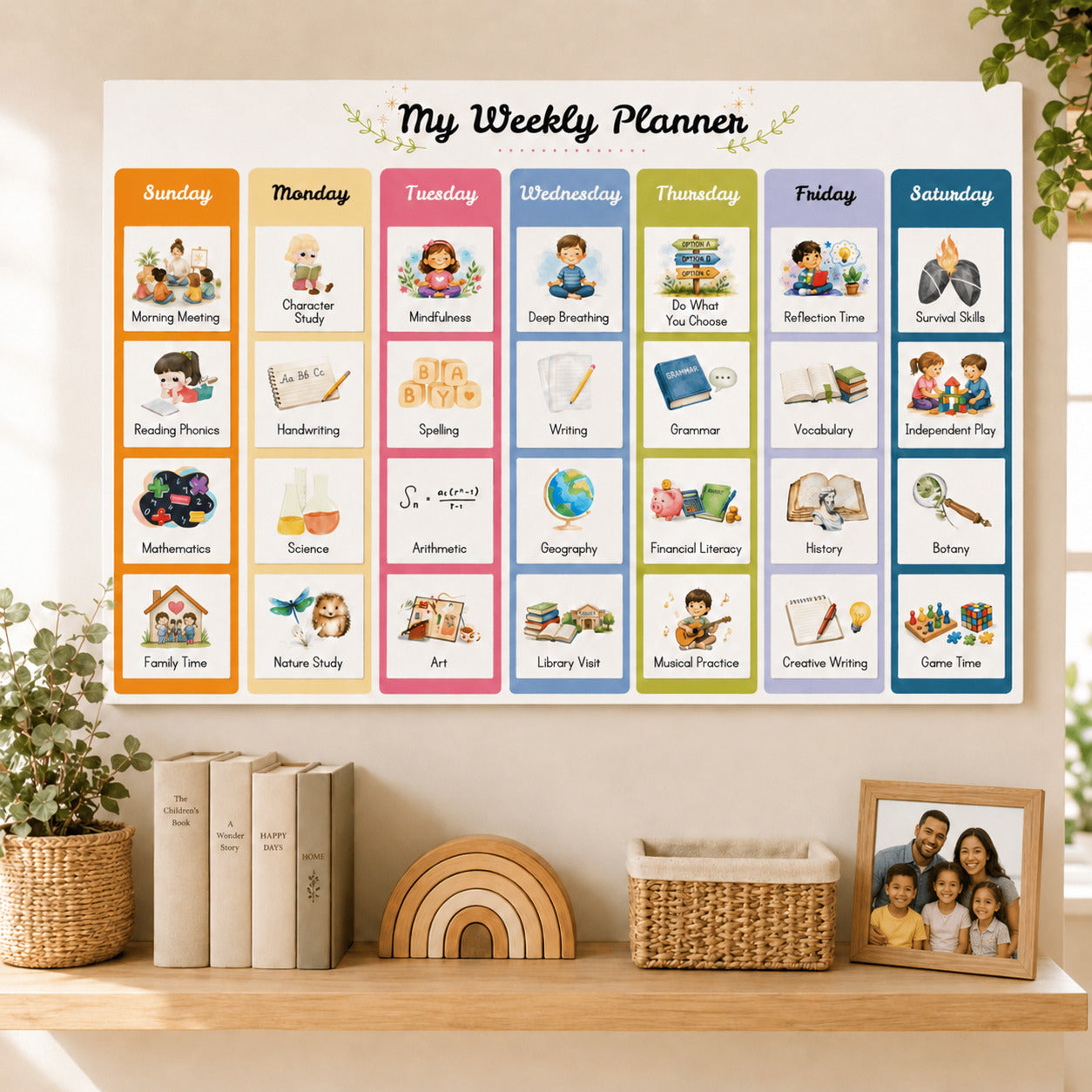 Weekly Planner & 210 Visual Routine Cards for Kids | Homeschool Schedule & Visual Planning System