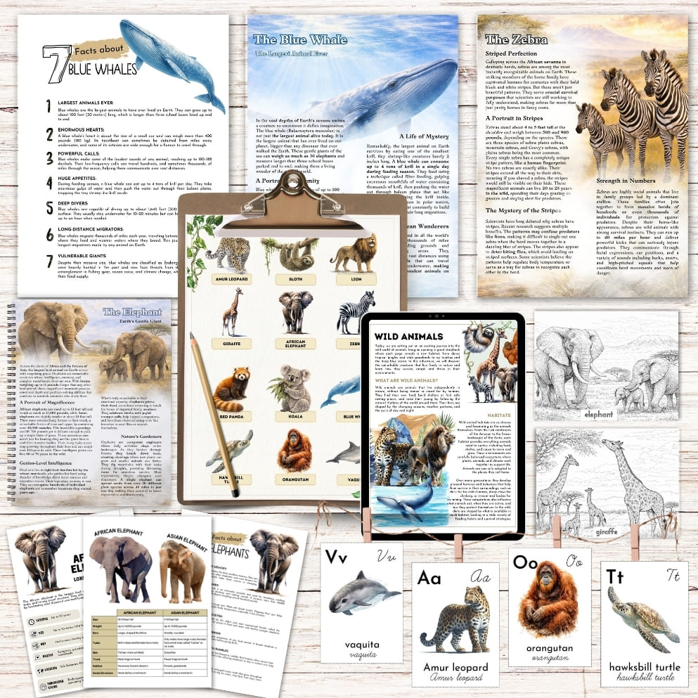 Wild Animals: Exploring the World of Wildlife Printable Study