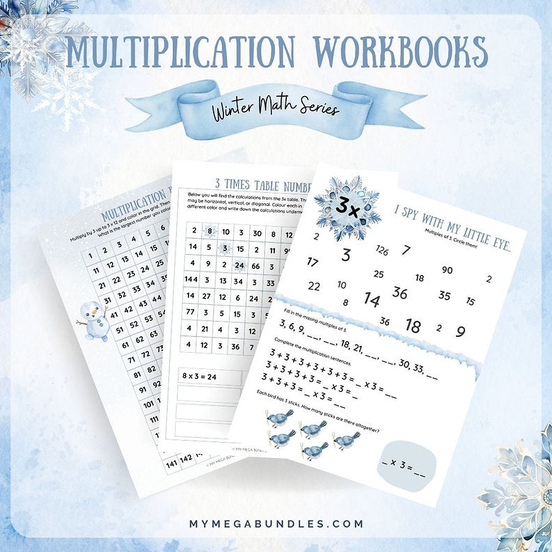 Winter-Themed Multiplication Math Workbook: Mastering Multiples with F ...