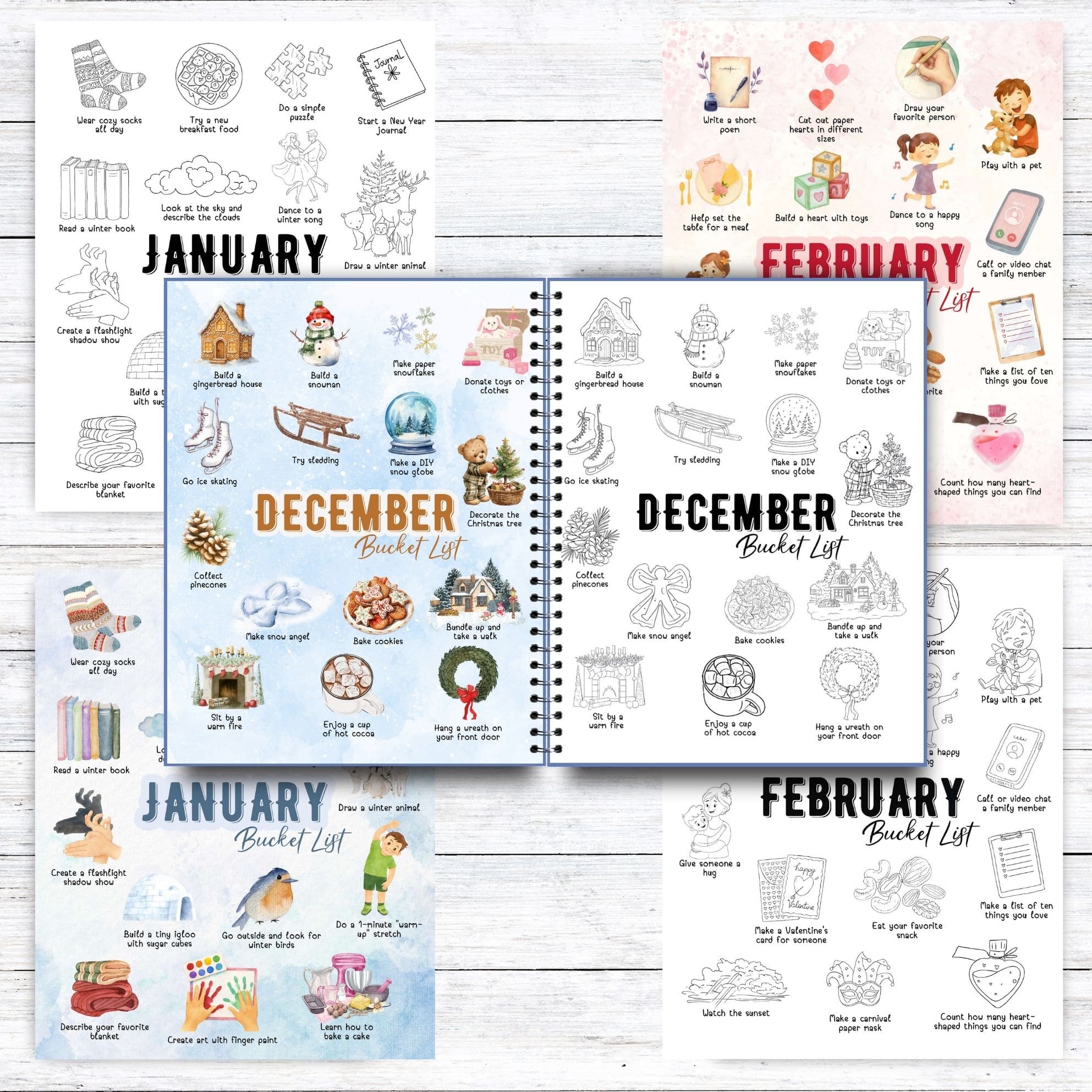 Winter Bucket Lists for December, January and February