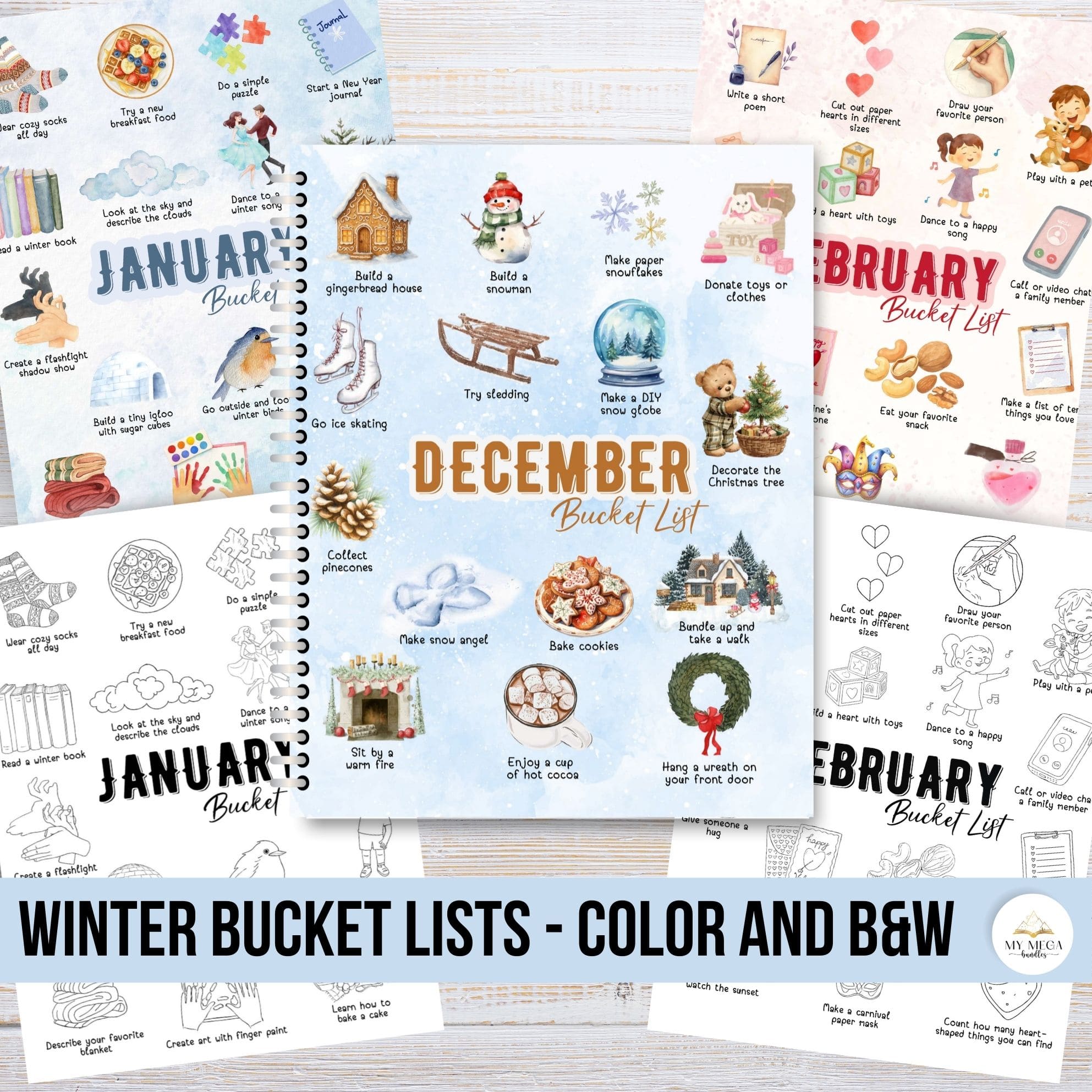 Winter Bucket Lists for December, January and February