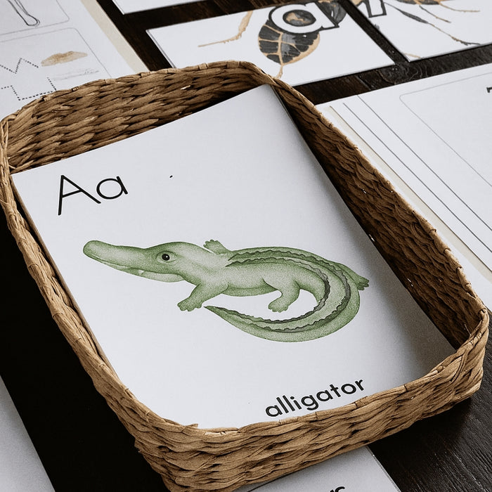 Preschool alphabet activity pages in use
