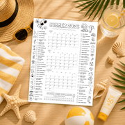 Summer Bucket List Planner 2026 printable featuring summer activities, a seasonal planning calendar, and a screen-free challenge tracker for kids.